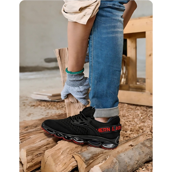 Larnmern Steel Toe Cap Black Sneakers Breathable for Work Women SZ 8.5 - New - Picture 1 of 15